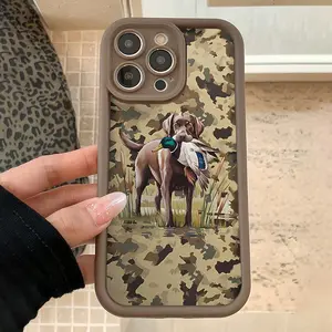 Camo Pattern Dog Pattern Phone Case, Full Body Shockproof Phone Protective Cover, Phone Compatible with iPhone 17 Pro Max Plus Air/16 11 12 13 14 15 Pro Max, Gifts for Girlfriend Protection Protector Protection Protector Casing Cellphone Smartphone