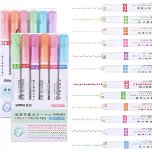12 Pcs Magic Border Pen Different Line Stamp Markers Scrapbook Supplies for Drawing Note Taking Journaling Handwriting Tip Roll Decorative Drawing Lines