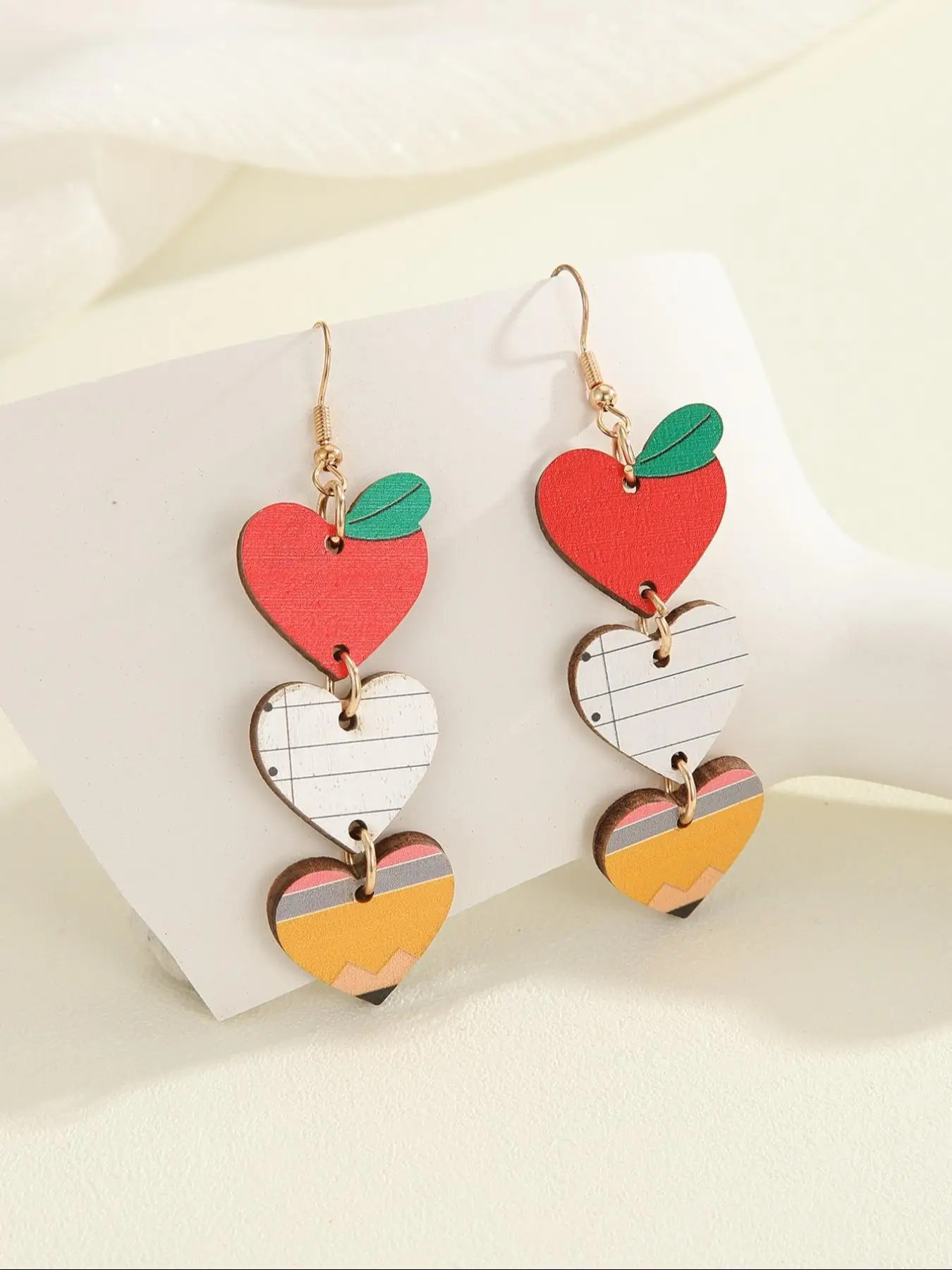 Cute Heart Shaped Apple Design Dangle Earrings, Luxury Jewelry, Fashionable Jewelry for Women, Trendy All-match & Exquisite Jewelry for Birthday Gift,
