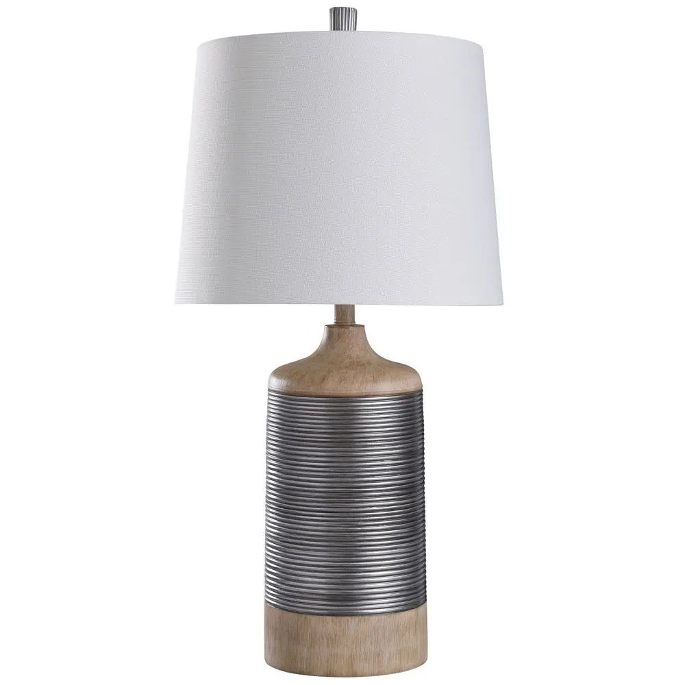 Haver Hill 3-Way Cast Body Table Lamp - StyleCraft: Polyresin Silver Accent Drum Shade