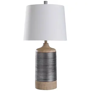 Haver Hill 3-Way Cast Body Table Lamp - StyleCraft: Polyresin, Silver Accent, Drum Shade