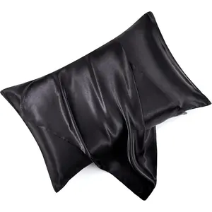 Satin Pillowcase Standard Set of 2 with Envelope Closure，Silk Pillowcase for Hair and Skin