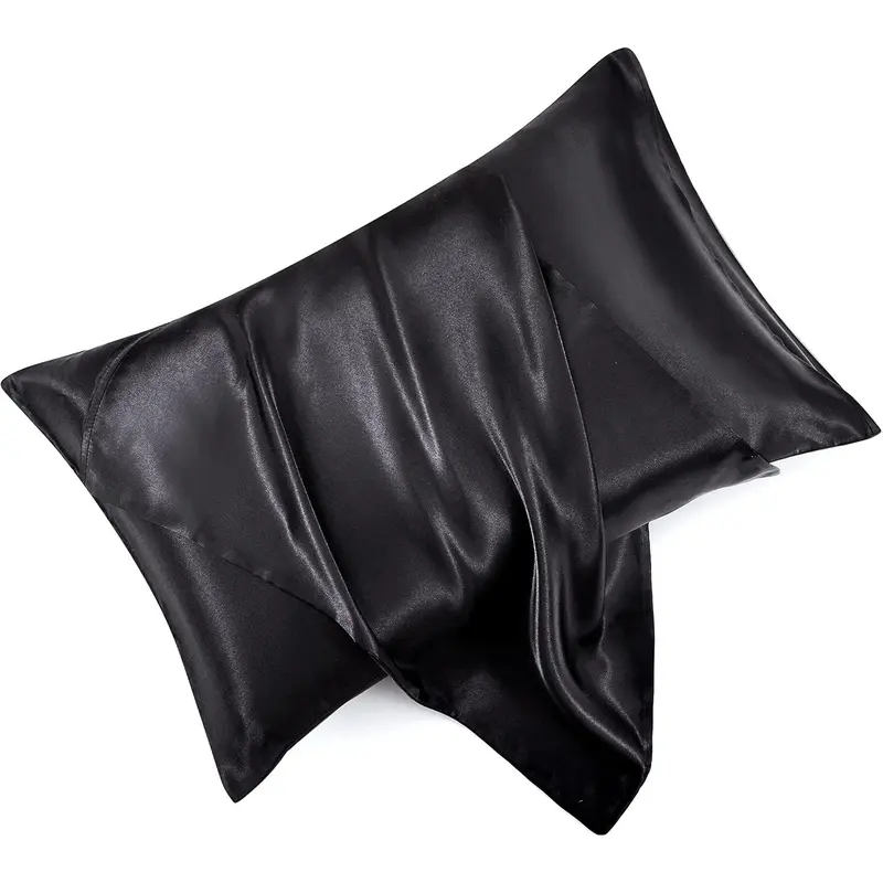 Satin Pillowcase Standard Set of 2 with Envelope Closure,Silk Pillowcase for Hair and Skin