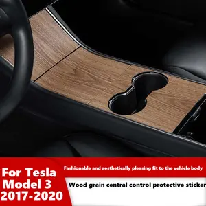 New 2026 Central Control Panel Sticker For Tesla Model 3 2017-2020 Wood Grain Car Accessories Interior Protective Model Three car decor accessories