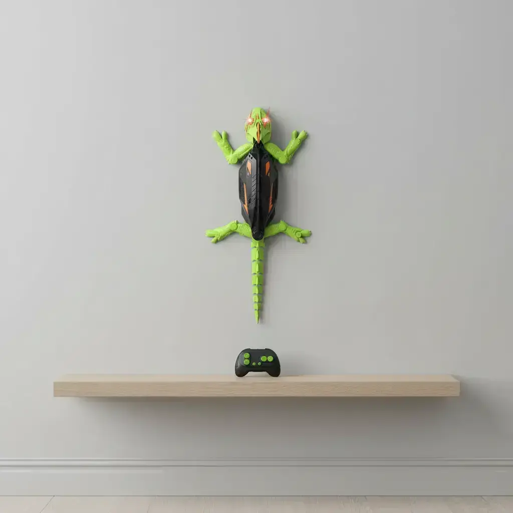 Wall Climbing RC Chameleon Toy for Kids Rechargeable Remote Control Lizard Toy with LED Eyes Dual Mode Floor Wall Driving Halloween Christmas Birthday Gift for Boys Girls