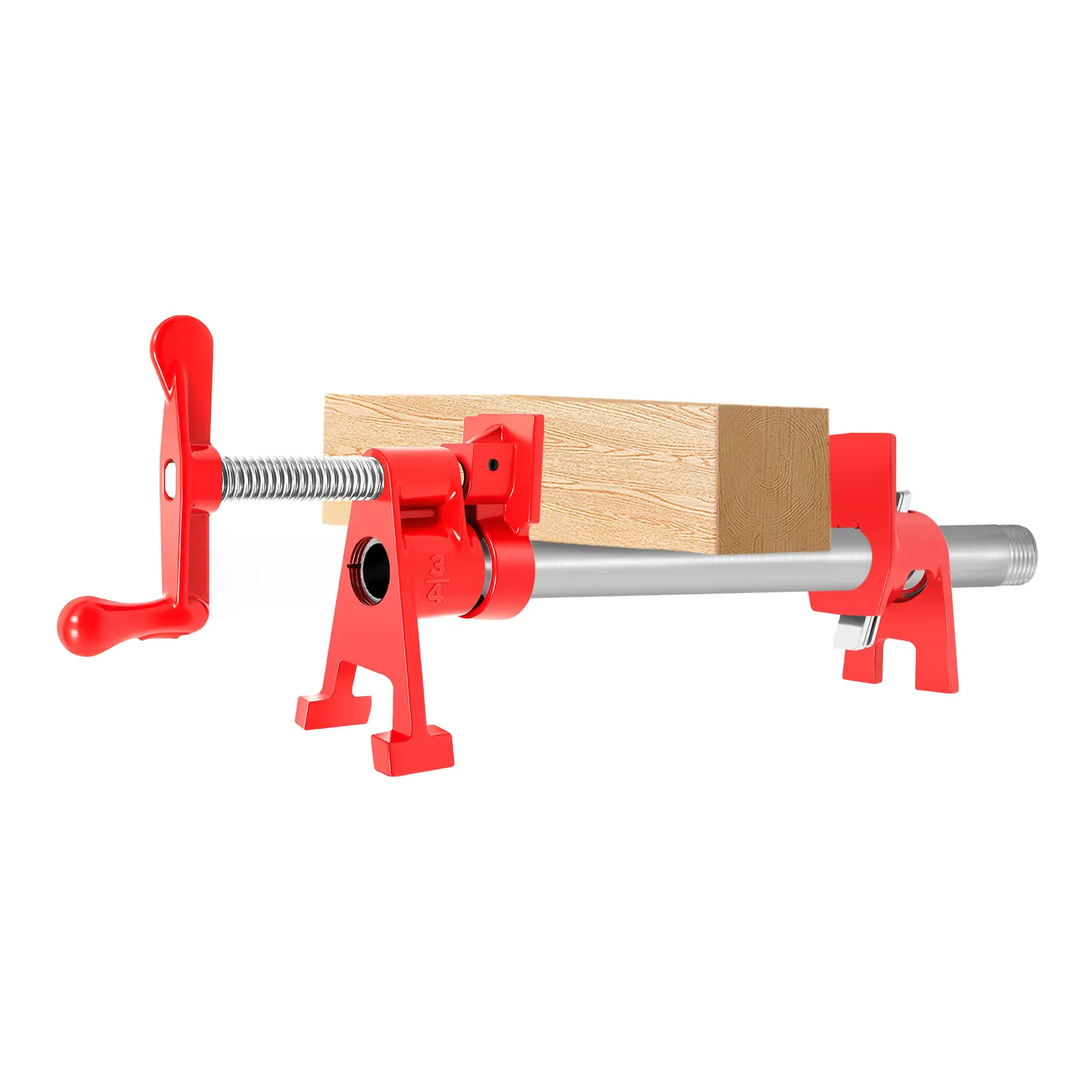 4-Piece Cast Iron Wood Gluing Pipe Clamps for 3/4 Inch Threaded Pipe, Heavy Duty Red Clamp Set with Ergonomic Handle & Spring-Lever Control for Cabinet Making, Woodworking, Carpentry Father Son High School Graduation Gift, 26*21*14Cm/10.24*8.27*5.51 In
