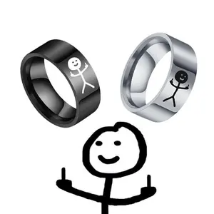 Simple    Funny Finger Stickman Ring Hip Hop Doodle Rings For Man Couple Party New Gifts Jewelry