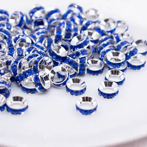10mm Royal Blue Large Hole Rondelle Spacer Beads - Set of 20