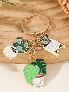 Plant Succulent Keychain Set, Fresh Potted Plants Cute Girl Bag Charm, Car Key Chain Accessory, Small Gift Idea