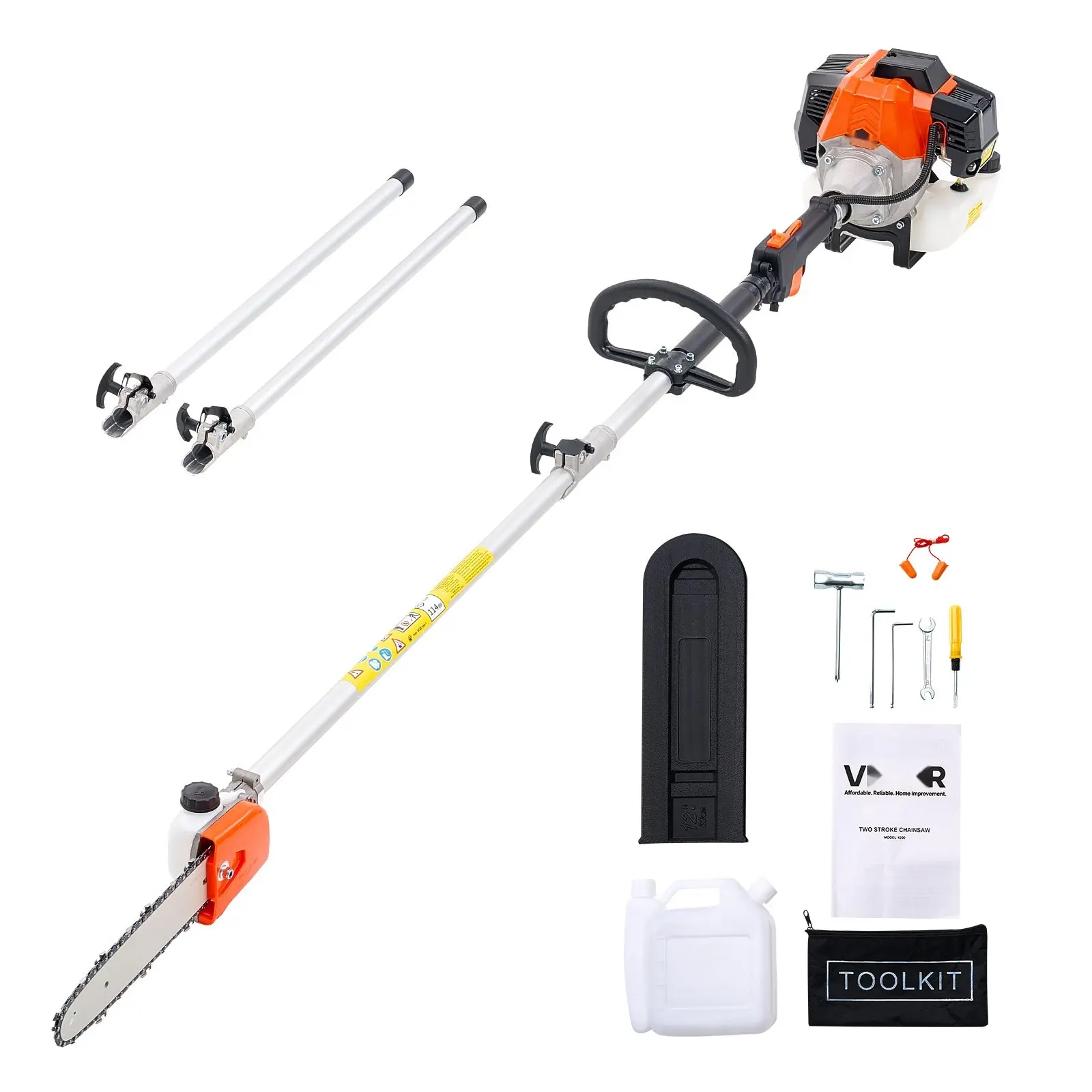 Gas Pole Saw 43cc 2-Stroke Engine, Extendable Telescoping Pole With Adjustable Reach, 10-Inch Cutting Bar, Tree Trimmer for Limbs and Branches, High-Capacity Outdoor Yard Tool for Home Garden Landscaping