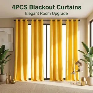 Curtain Club 4 Panels 34x95 Inch, plain cationic curtains, made of cationic two-color yarn fabric, with iron ring style, easy to install, high-end and elegant, can better decorate your home, L18-1