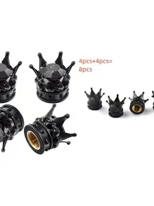 8pcs Crown Shape Tire Valve Stem Caps, Sparkling Artificial Diamond Valve, Suitable for Cars, Bicycles, Motorcycles, Durable & Stylish Design