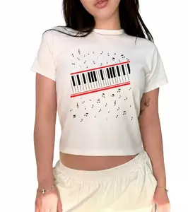 Michael Jackson Beat It Piano Keys Baby Tee, King of Pop Music Tee, Michael Women's Tee, Michael Fan Gif, MJ Fan Yk2 Outfit VER 2