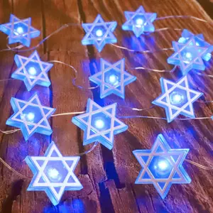 Impress Life Star of David Fairy String Lights, 10 ft 30 LEDs, Battery USB Powered with Remote Control, Hexagram Magen Star for Jewish Judaism Hanukkah Chanukah Passover Shabbat Ornament Decor