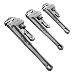 VEVOR 3-Piece Pipe Wrench Set, 10 14 18 Aluminum Straight Pipe Wrench, Adjustable Plumbing Wrench, with High Strength Jaw and Ergonomic Handle, Hangable Design, for Water Pipes, Automotive Repairs