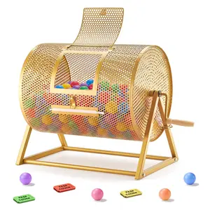 VEVOR Raffle Ticket Spinner, 16.1" x 11.9" Holds 5000 Tickets or 200 Ping Pong Balls, Raffle Drum Lottery Spinning Cage with Reinforced Handle, Stable Triangular Stand, for Events and Gatherings, Gol
