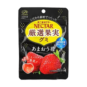 FUJIYA NECTAR Gummy Candy - Fukuoka Amaou Strawberry Flavor - Real Fruit Juice Chewy Candies