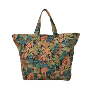 Billabong Poppins Playa Zip Top Tote，100% Cotton Canvas Beach Tote，Womens A/Div Collection Summer Travel Bag