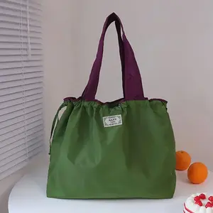 Foldable Drawstring Eco-Friendly Fashion Supermarket Shopping Bag Foldable Shopping Bag Reusable Waterproof Travel Grocery Bag