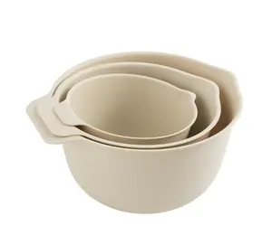 3-Piece Mixing Bowl Set, 50% Recycled Plastic, Eco-Friendly, 11.8 inch, Beige