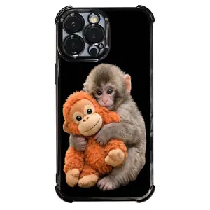 1 PC Animal Lovers Punch Monkey Phone Case Electroplating Process Protective Cover with Reinforced Cushioning And Collision Prevention Suitable for iPhone 17 16 15 14 13 Pro Max Cover Casing Accessories