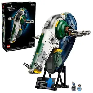 LEGO Star Wars Jango Fett’s Firespray-Class Starship 75409 - 2919 Pieces with 2 Minifigures Green and Yellow Color Scheme Ideal for Collectors