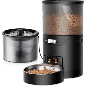Automatic  Feeder and Water Fountain: 3L Timed  Cats  Dispenser& Reliable Programming 1-6 Meals/Day- 3L  Water Dispenser with Filter- Auto  Feeder Easy to Clean