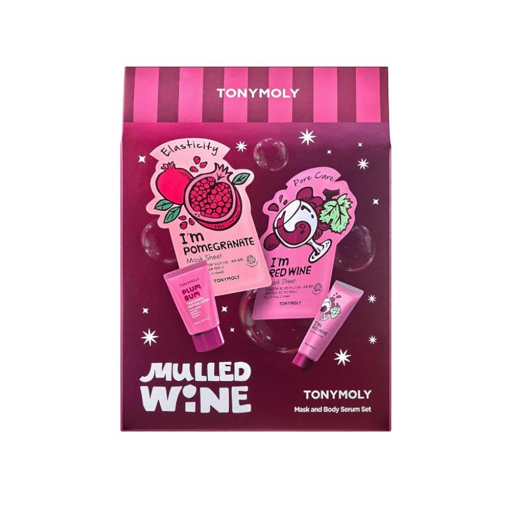 TONYMOLY Mulled Wine Mask & Body Serum Set – Holiday Skincare Gift, Secret Santa Gift, or White Elephant Exchange Idea, 4-Piece Hydrating & Pore Refining Set