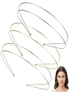 3 Pcs Thin Metal Headbands, Double-Layer Hairbands, Elegant Headband for Women, Bridal Wedding Party Accessories, Silver Color, Rose