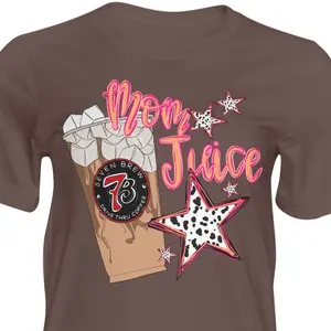 Comfort Color 7 Brew Mom Juice Shirt - Soft Washed 80% Cotton 20% Polyester Preshrunk Garment Dyed for Long Lasting Comfort