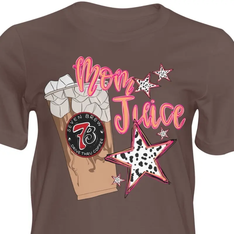 Comfort Color 7 Brew Mom Juice Shirt - Soft Washed 80% Cotton 20% Polyester Preshrunk Garment Dyed for Long Lasting Comfort
