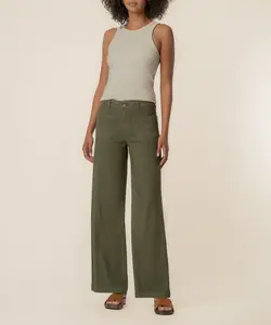 Meg Linen High Rise Wide Leg in Forest