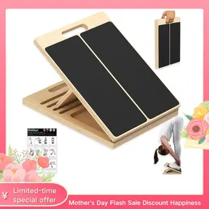 Homhut Portable Wooden Slant Board Adjustable Incline Calf Stretcher for Squats, Pilates, Ankle & Leg Stretching Home Fitness Equipment