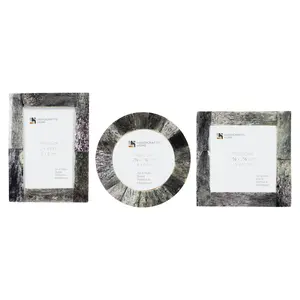 Handicrafts Home Rectangle Photo Frames Set of 3 for Newborns - Grey Decorative MDF Frames for Baby Shower Christmas Gifts