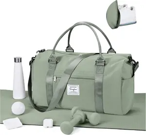 Gym Bag for Women Men with Shoes Compartment, Sports Duffle Bag Travel Carry On Personal Item Tote, Small Weekender Overnight Workout Dance Bag, Waterproof Duffel with Wet Pocket, Adjustable Strap, Lightweight Luggage for Gym Yoga