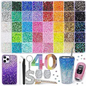 40 Color with 40000Pcs Jelly Rhinestones synthetic beads With Kit for Bedazzling 3mm Multicolor synthetic beads Resin Flatback beads for Art Bedazzler Kit for Crafting Book Shoes Nail Art Glitter Decorative Nails Glam Pack Glitter graduation gift