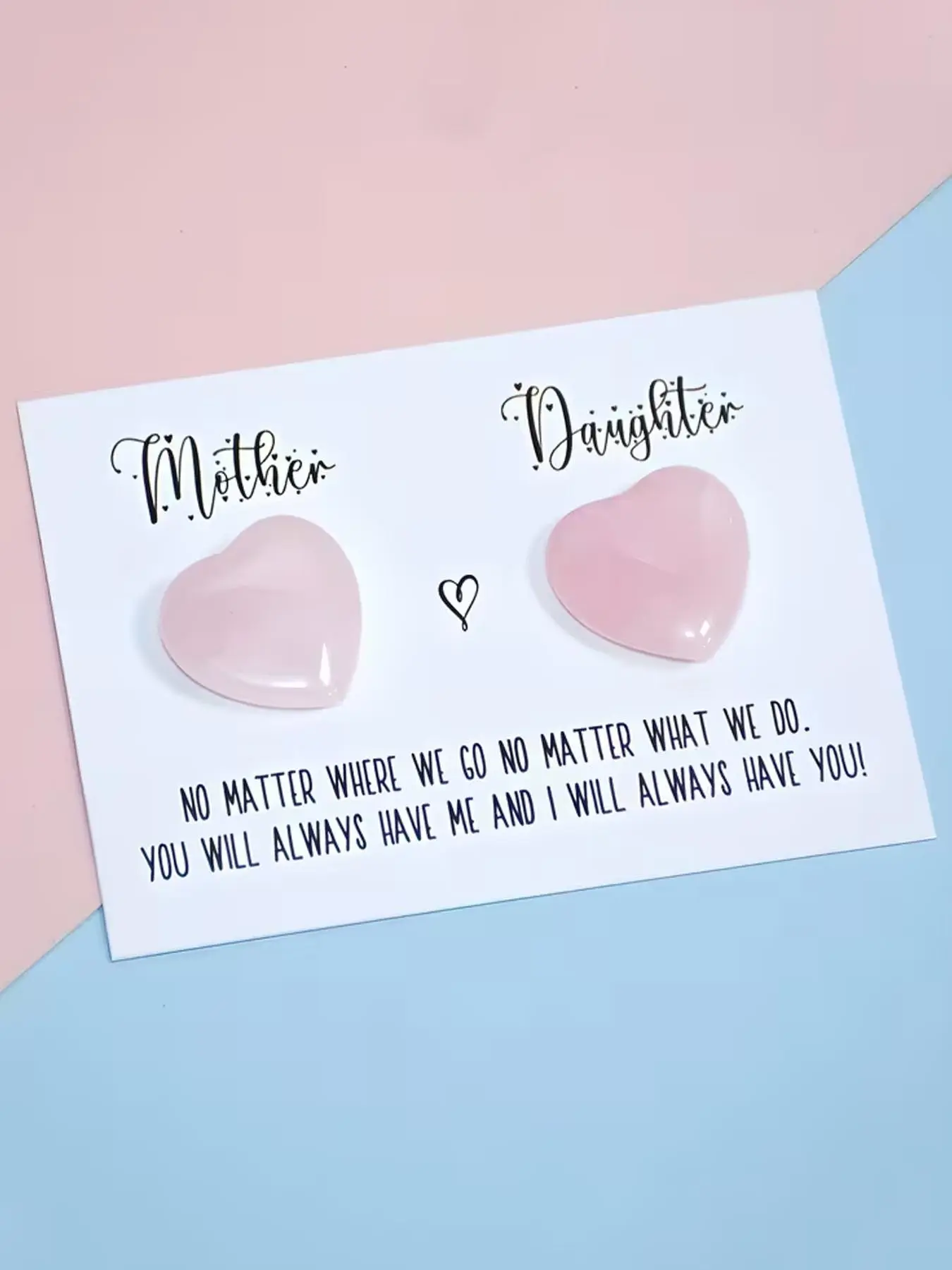 1set Mother-Daughter Crystal Set – Rose Quartz, Healing Gift: A Choice For Mothers And Daughters, Featuring A Pocket-shaped Crystal Embracing Symbol Of Love, Connection And Emotional Bond. The Perfect Present For Birthdays And Mother's Day