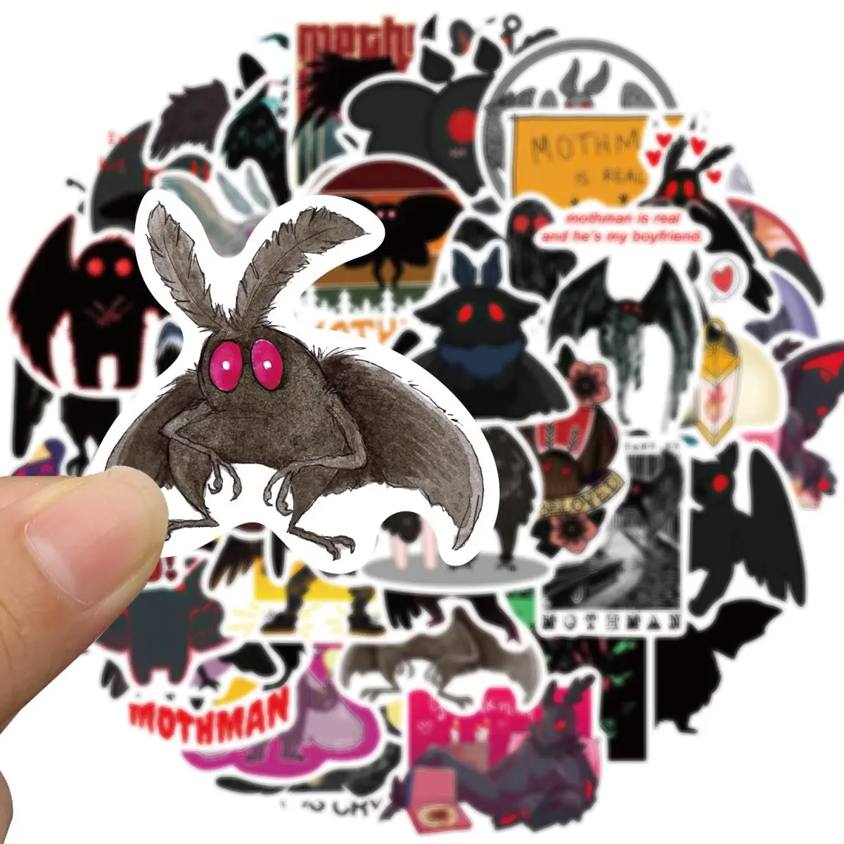 Cartoon Mothman Pattern Sticker, 50pcs/set Waterproof Self Adhesive Decor Paper, Decor Sticker for Gift Greeting Card Water Bottle Laptop Phone, Screen Protector