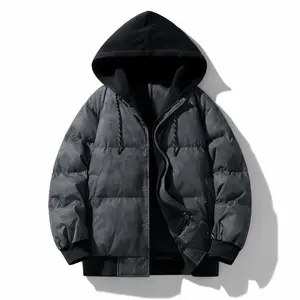 Men's Waterproof Jacket Winter Warm Coat; Windproof Winter Cotton Jacket with Hood Windproof Cotton Suit Casual Grey outerwear top practical pocket windbreaker wind clothes Menswear Padded Long Sleeve winter outfits men