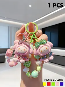 Handmade Sequined Long Eared Rabbit Keychain, Unisex Gift, Unique Vibrant Design for Daily Use, Perfect for Birthdays and Holidays