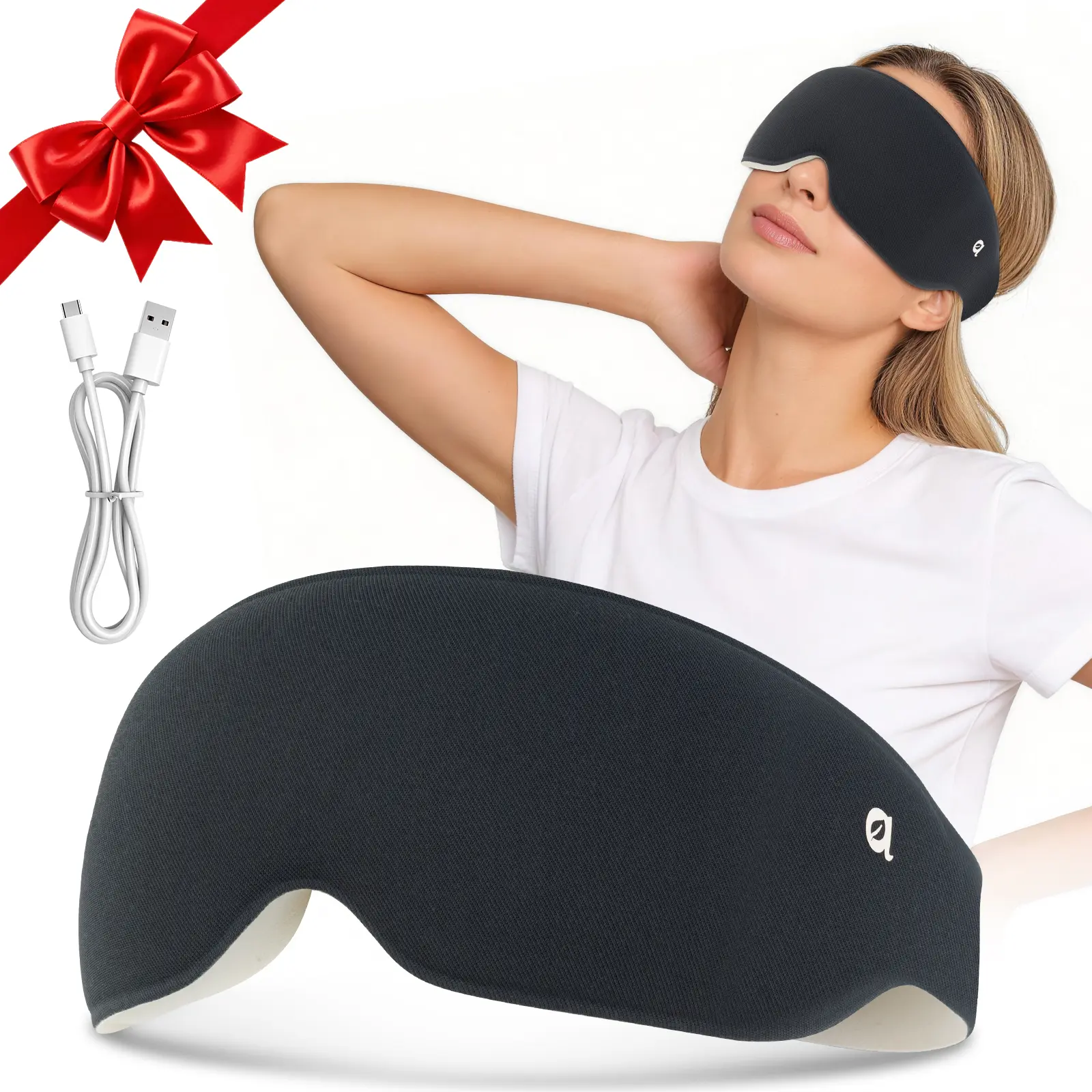 arboleaf 3D Hot Compress Sleep Mask | Seamless Full Blackout Soft Memory Foam Eye Mask