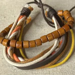 Boho Style Beaded Bracelets with Multicolor Threads and Wooden Beads for Casual Wear