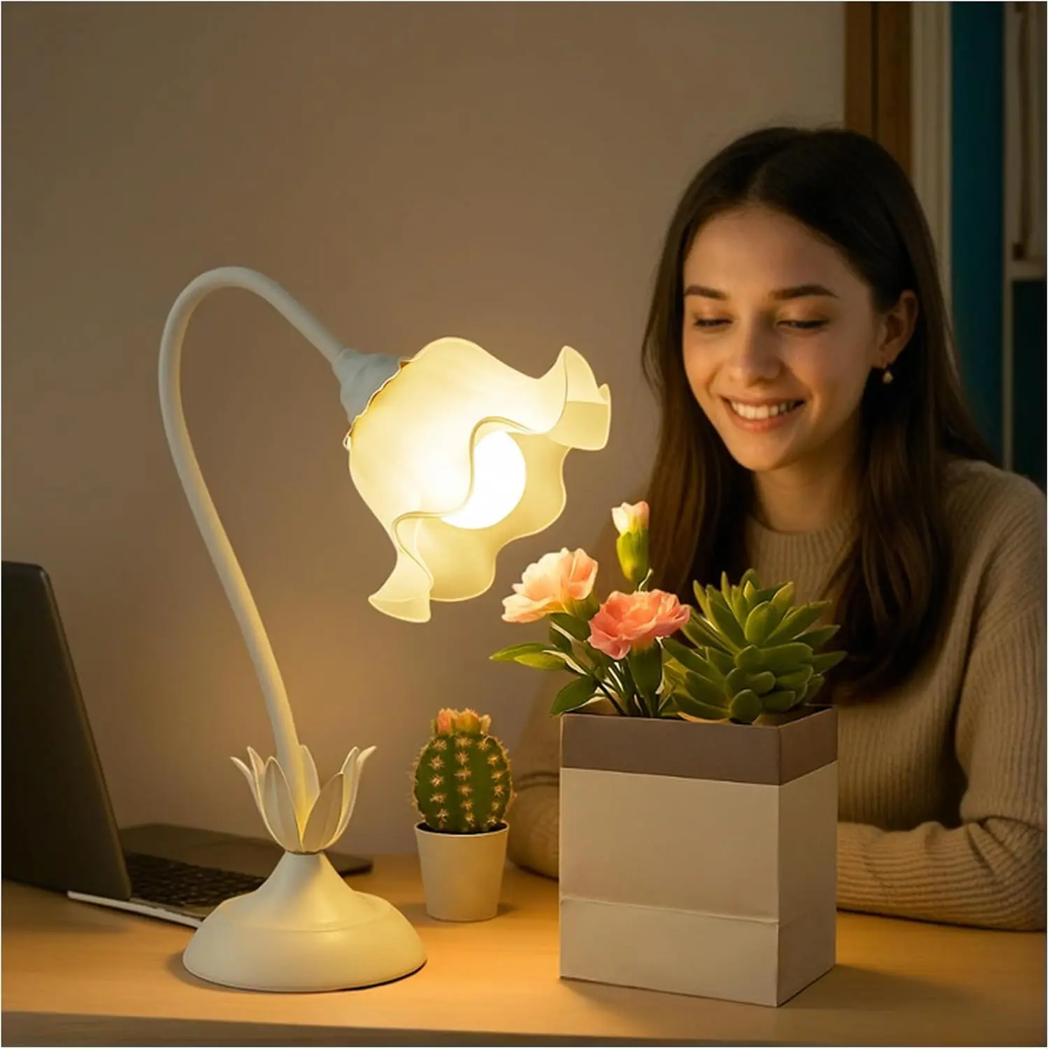 Table Top Grow Light for Indoor   Decorative Desk  Light for  Bonsai Cactus, Adjustable Desktop Grow Lights with Base, Cute Office Mini Grow Lamp