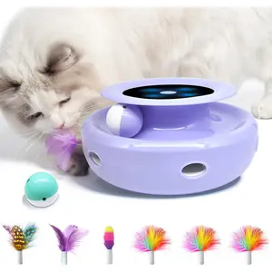 Toys, 2-in-1 Interactive  Toys for Indoor Cats, Automatic   Balls, Mice Toys Ambush  Kitten Toys with 7 count Attachments, Dual Power Supplies, Adjustable Speed, Auto On/Off