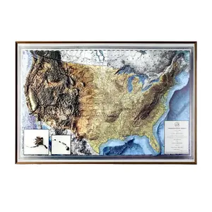 USA 3D Relief Map Wall Art