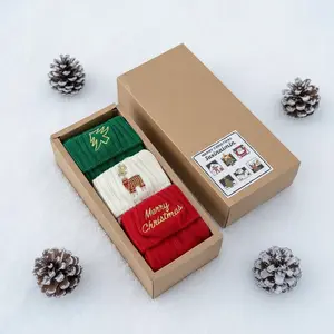 Christmas Socks Gift Set - 3-Pack Embroidered Festive Holiday Socks with Embroidery for Holiday Cheer Red-3Pcs