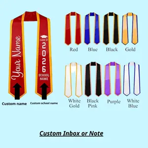 Custom Graduation Stole Class of 2026 Personalized Name & School Satin Sash for College University Multiple Color Options