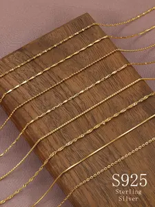 925 Sterling Silver Simple Style Plain Color Necklace, Cuban Link Chain, Cuban Link Design, Fashion Jewelry for Party, Daily Clothing Decor, Trendy Exquisite Jewelry for Birthday Gift