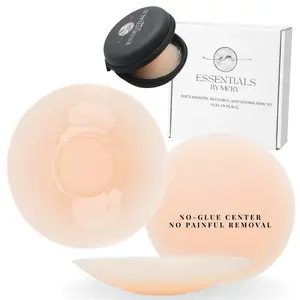 Honey Silk – Seamless No Show Covers (2 Pairs, 1 Pouch) – No Glue Center, Invisible Sticky Bra Alternative, Smooth Coverage Under Clothes, Water Resistant, 60+ Wears, Women Nipple Covers