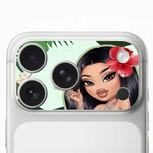 Camera Lens Protector Sticker for iPhone 17 Pro Max Tropical Hibiscus Girl Premium Waterproof Vinyl Laminated Scratch Resistant Easy Apply Remove